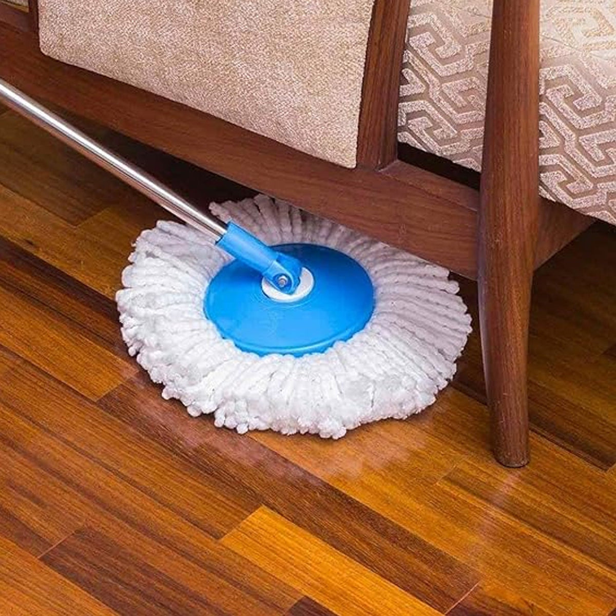 Durable 360° Spin Mop with stainless steel wringer and wheels bucket